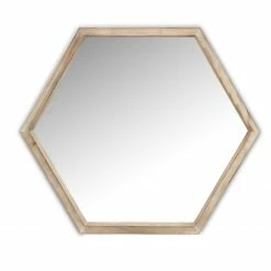 New βοΈ HomeRoots Modern Natural Wood Finish Hexagonal Wall Mirror π