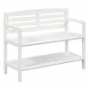 Top 10 π HomeRoots Rectangular with Back and Shelf in Antique White Wood Bench π 1 Top 10 π HomeRoots Rectangular with Back and Shelf in Antique White Wood Bench π -Dining Room Shop 380022 1