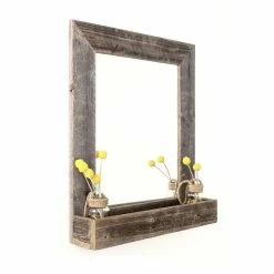 Wholesale 🎁 HomeRoots Rustic Weathered Gray Reclaimed Wood Plank Mirror with Shelf ❤️