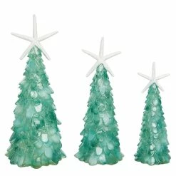 Hot Sale 💯 Valyria LLC dba Transpac Resin Green ❄ Christmas Coastal Set of 3 Tree Decor 🛒