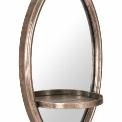 Coupon 🤩 HomeRoots Antiqued with Petite Shelf Gold Oval Mirror 👏