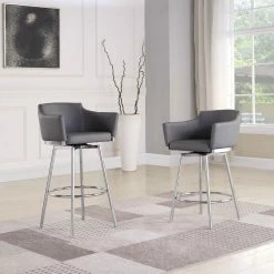 Flash Sale π Chintaly Imports Silver Modern with Memory Swivel Club Bar Stool π