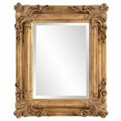 Best Sale β HomeRoots Gold Leaf with Scrolling Flourish Rectangular Mirror π