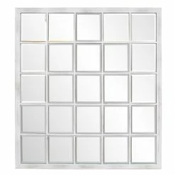 Best deal 👍 HomeRoots Rectangular Whitewash Window Pane Tile Mirror 🥰
