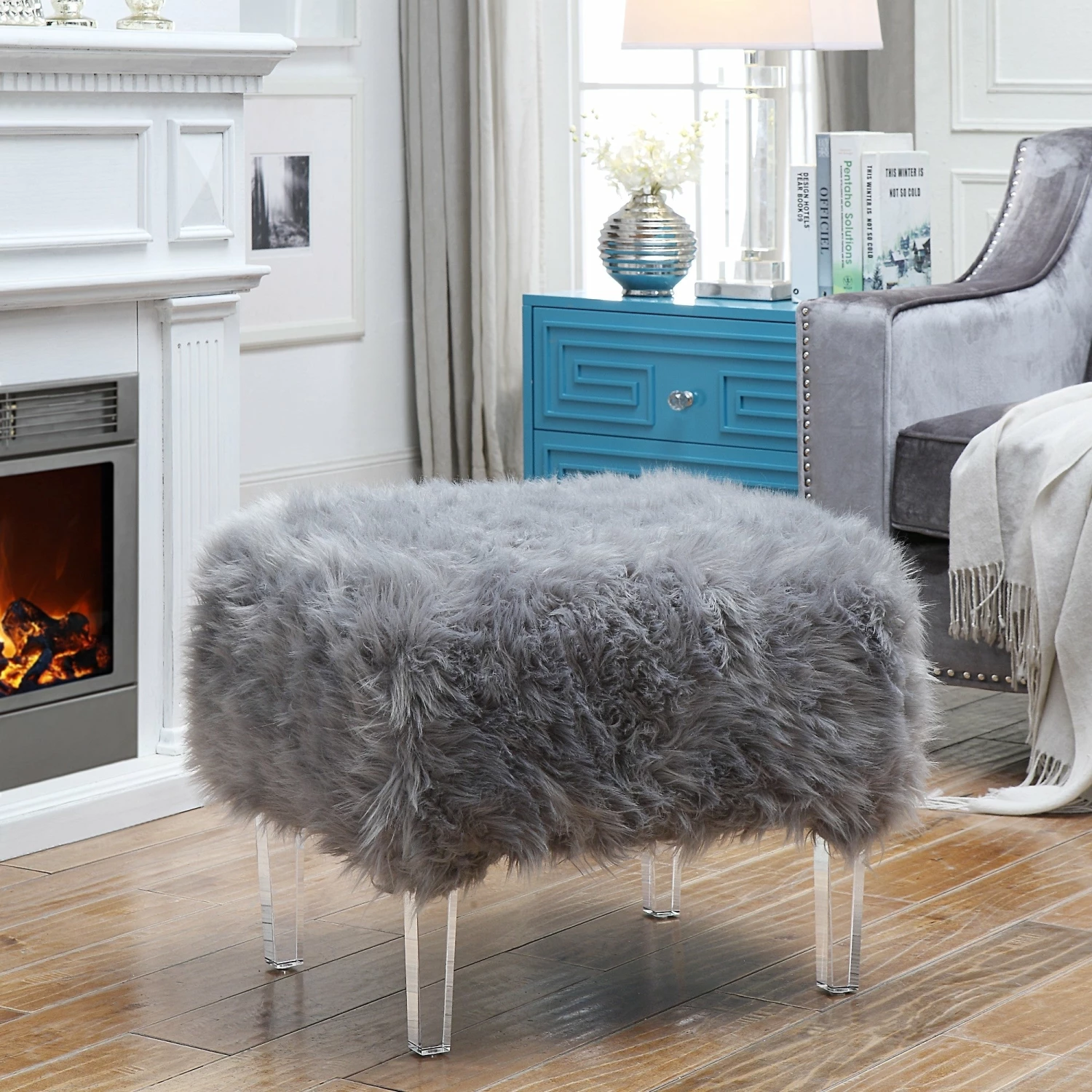 Hot Sale π INSPIREDHOME CO Jean Luxe Faux Fur Acrylic Leg Ottoman π₯° 3 Hot Sale π INSPIREDHOME CO Jean Luxe Faux Fur Acrylic Leg Ottoman π₯°
