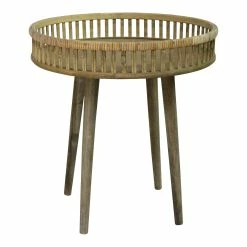 Coupon ✨ HomeRoots Round Bamboo Rattan Finish End Table 👏