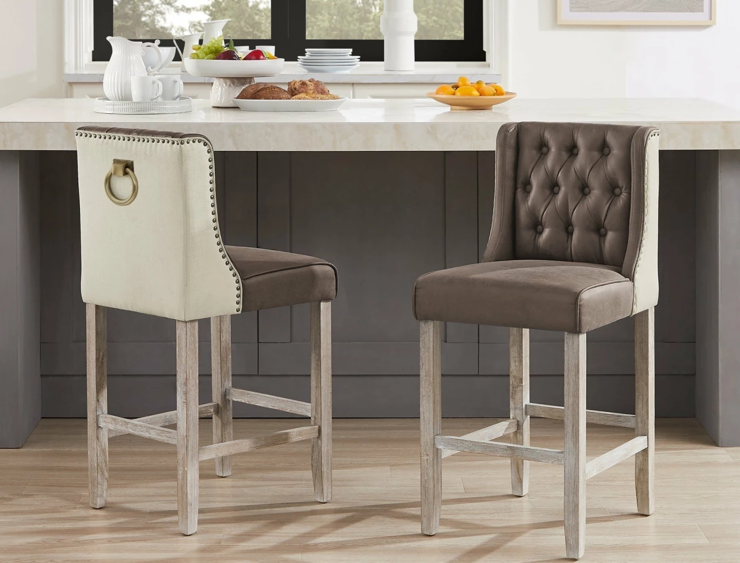 New π INSPIREDHOME CO Set of 2 Gerson Upholstered Leather PU Armless Counter Stool π 8 New π INSPIREDHOME CO Set of 2 Gerson Upholstered Leather PU Armless Counter Stool π - Image 6