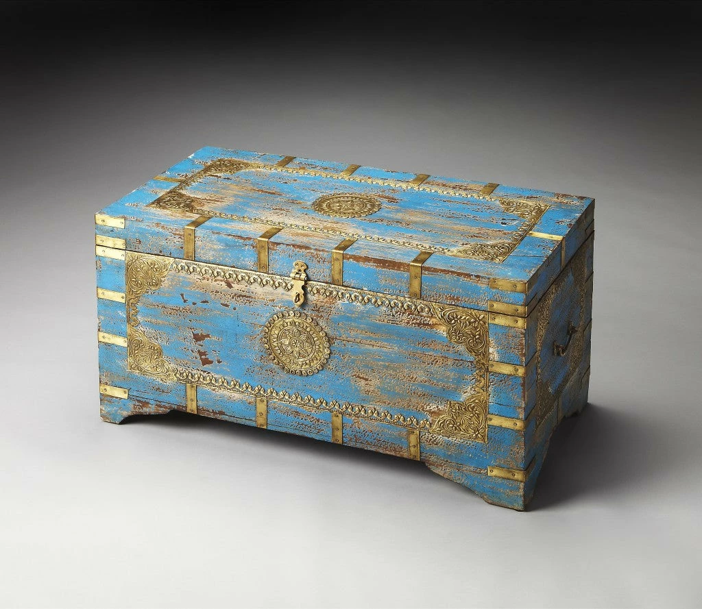 Buy ⌛ HomeRoots Painted Brass Inlay Storage Trunk ✨ 10 Buy ⌛ HomeRoots Painted Brass Inlay Storage Trunk ✨ - Image 8