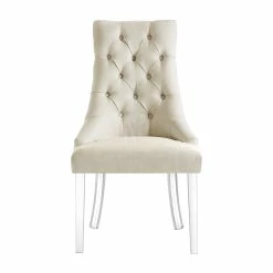 Discount 😉 INSPIREDHOME CO Linen Button Tufted Armless Acrylic Leg Set of 2 Dining Chairs ⭐ -Dining Room Shop gwvddmnbdxnprf7xucif