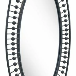 Hot Sale π HomeRoots Oval Black Finish Spokes and Beads Wall Mirror π