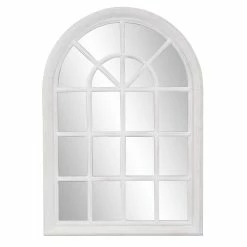 Cheapest π HomeRoots White Washed Arched Panel Window Design Mirror π