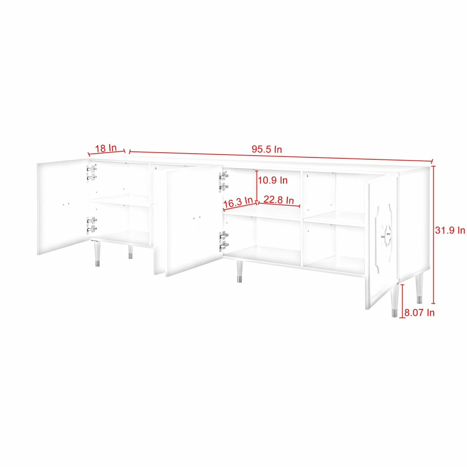 Budget ❤️ INSPIREDHOME CO Urima 4-Door Sideboard 🧨 10 Budget ❤️ INSPIREDHOME CO Urima 4-Door Sideboard 🧨 - Image 8