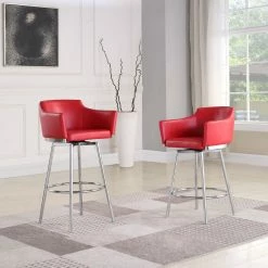 Cheapest 👍 Chintaly Imports Red Modern with Memory Swivel Club Bar Stool ✔️