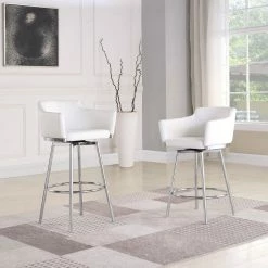 Brand new π Chintaly Imports White Modern with Memory Swivel Club Bar Stool π