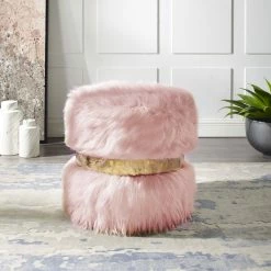 Discount π INSPIREDHOME CO Layton Faux Fur Ottoman β€οΈ