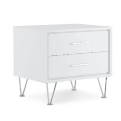 Deals π HomeRoots White Wooden 2-Drawer Chrome Nightstand π― 9 Deals π HomeRoots White Wooden 2-Drawer Chrome Nightstand π― -Dining Room Shop lnaozirhgtdsplb9dhkz