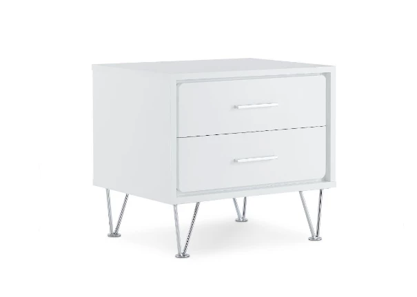 Deals π HomeRoots White Wooden 2-Drawer Chrome Nightstand π― 5 Deals π HomeRoots White Wooden 2-Drawer Chrome Nightstand π― - Image 3