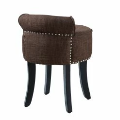 Hot Sale 🥰 INSPIREDHOME CO Taylor Linen With Rolled Back And Nailhead Trim Vanity Stool 😍 -Dining Room Shop lr5bx2ljdtsc3pzycllh