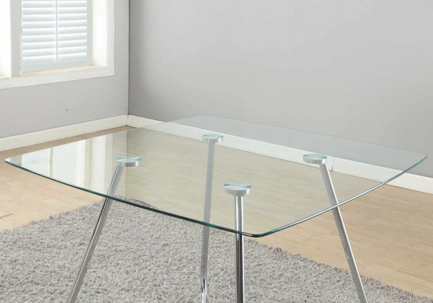Promo π HomeRoots Chrome Metal and Clear Tempered Glass Dining Table π 2 Promo π HomeRoots Chrome Metal and Clear Tempered Glass Dining Table π