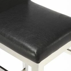 Promo 🧨 HomeRoots Stainless Steel and Black Faux Leather Counter Stool 🎁 -Dining Room Shop nfqdsgjib1owk9djs4y7