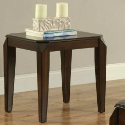 Outlet π HomeRoots Faceted Corner Walnut Square End Table π―