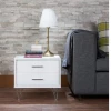Deals 🎁 HomeRoots White Wooden 2-Drawer Chrome Nightstand 💯 -Dining Room Shop oufhvaxjyskpylaktbwd