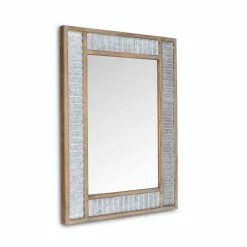 Hot Sale 🥰 HomeRoots Modern Farmhouse Rectangular Wood and Galvanized Metal Wall Mirror 🤩