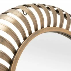 Outlet 🎉 HomeRoots Dull Gold Striped Round Mirror 👏 -Dining Room Shop pdtnqalpeaq5rbsjokfc