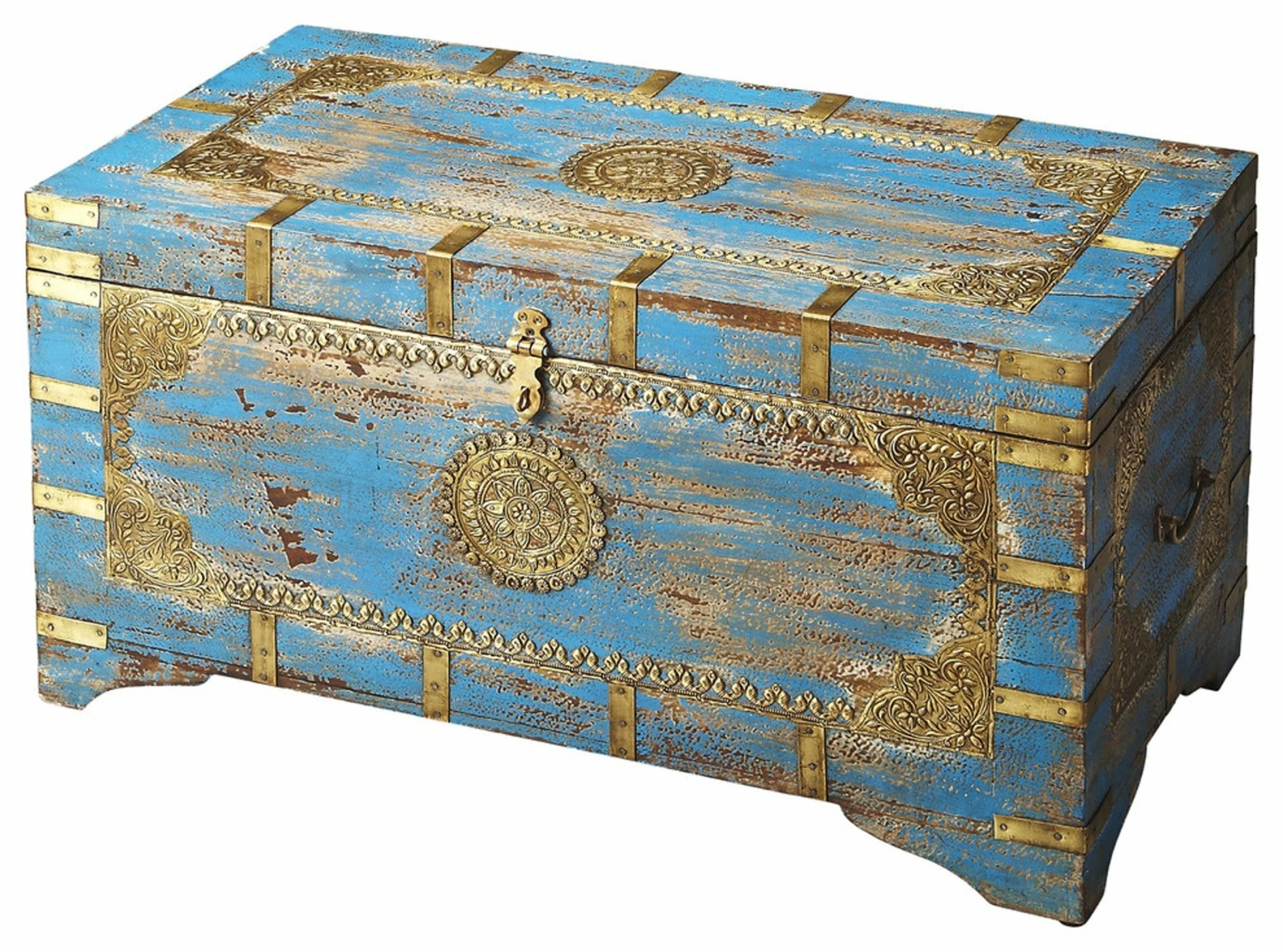 Buy ⌛ HomeRoots Painted Brass Inlay Storage Trunk ✨ 8 Buy ⌛ HomeRoots Painted Brass Inlay Storage Trunk ✨ - Image 6