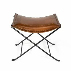 Cheapest π― HomeRoots Brown Leather Foldable Stool π