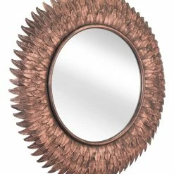 Coupon π HomeRoots Bronze Leaf Round Mirror β