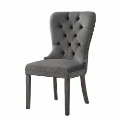 Top 10 π INSPIREDHOME CO Velvet Tufted with Door Knob and Chrome Nailheads Set of 2 Dining Chairs π