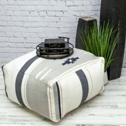 Cheapest π HomeRoots Aztec Gray Navy and Beige Pouf π₯°