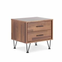 Best Pirce ⌛ HomeRoots Walnut Wooden 2 Drawer Nightstand 😀