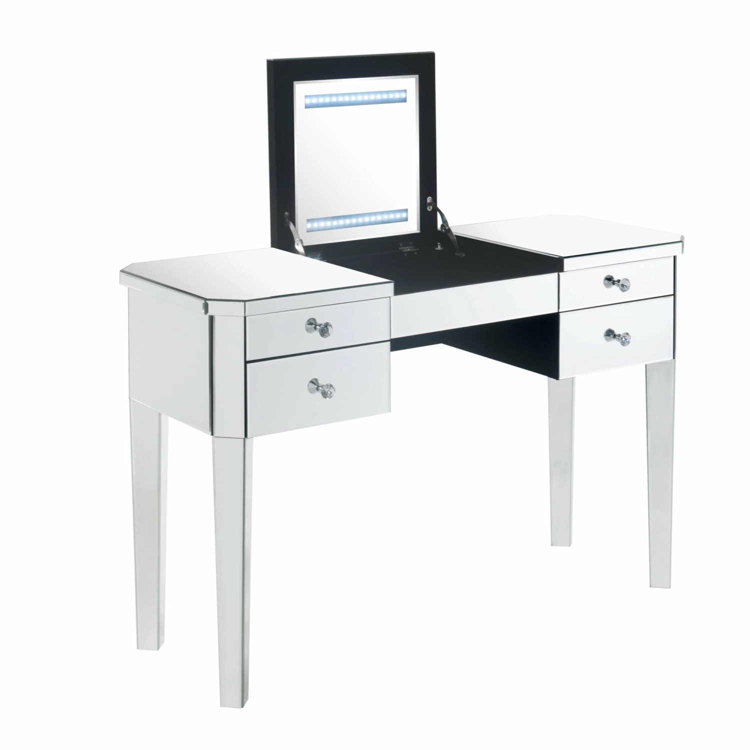 Cheapest π INSPIREDHOME CO Marabelle Mirrored 4 Drawers Makeup Flip Top LED Vanity Table π 4 Cheapest π INSPIREDHOME CO Marabelle Mirrored 4 Drawers Makeup Flip Top LED Vanity Table π - Image 2