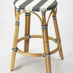Cheapest β HomeRoots Midnight Blue and White Rattan Counter Stool π