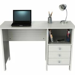 Cheap 🔔 HomeRoots White Finish Wood with Three Drawers Computer Desk ✔️ -Dining Room Shop vjvrfuvuakh417yme0yf 8f0cf906 99c5 4bf0 873e 3a6ba332a3e6