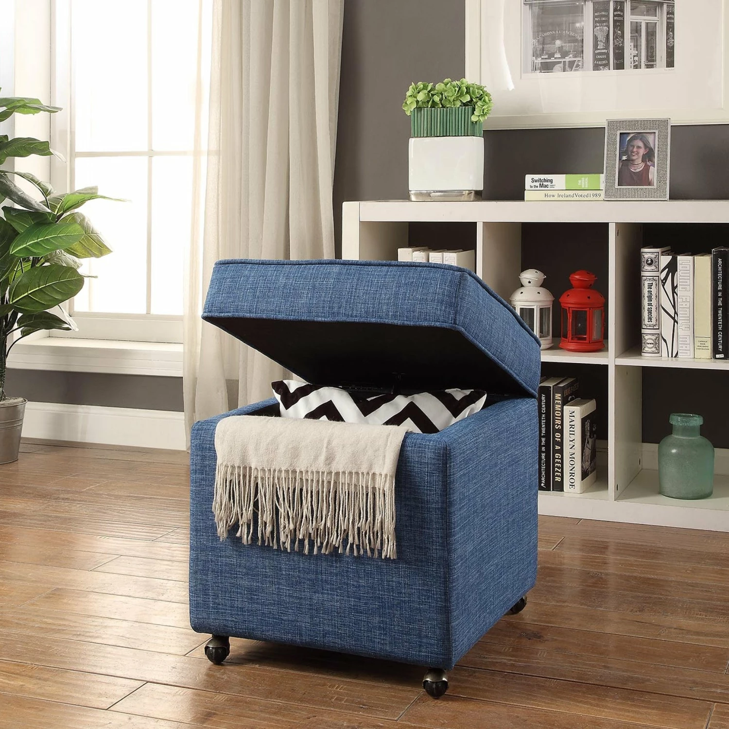 Budget π INSPIREDHOME CO Michael Linen Wheeled Storage Cube Ottoman π 10 Budget π INSPIREDHOME CO Michael Linen Wheeled Storage Cube Ottoman π - Image 8