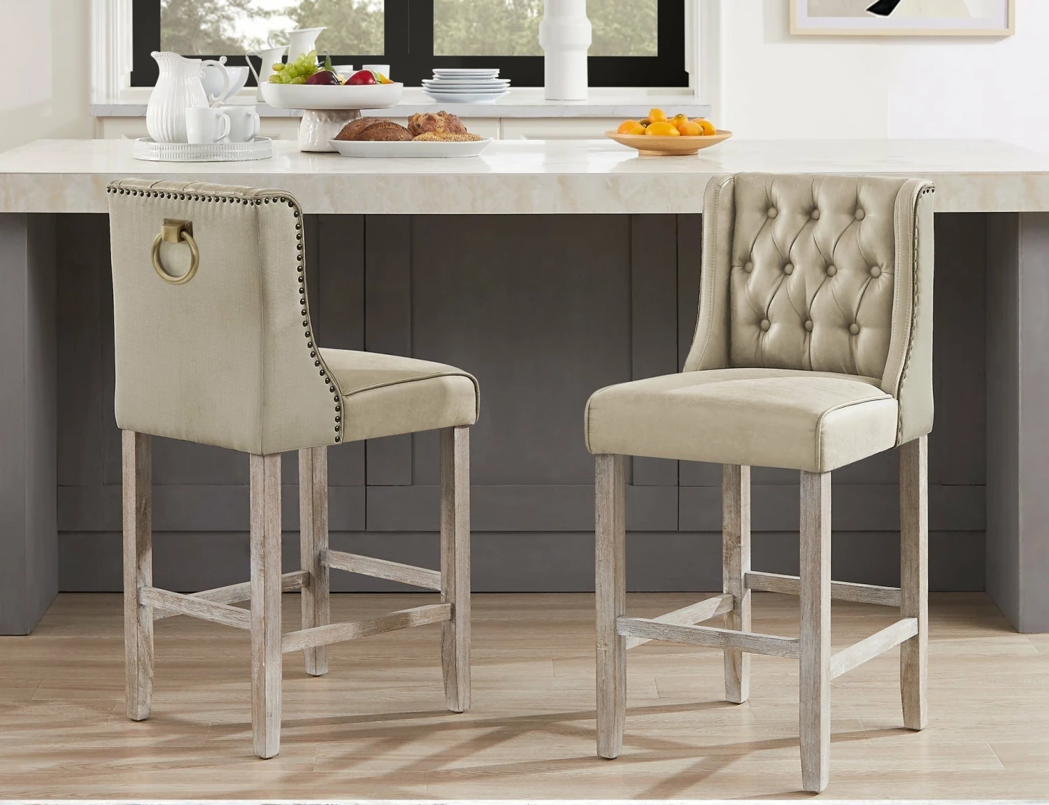 New π INSPIREDHOME CO Set of 2 Gerson Upholstered Leather PU Armless Counter Stool π 3 New π INSPIREDHOME CO Set of 2 Gerson Upholstered Leather PU Armless Counter Stool π