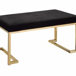 Promo π₯° HomeRoots Modern Rectangular with Champagne Metal Base Padded Bench π