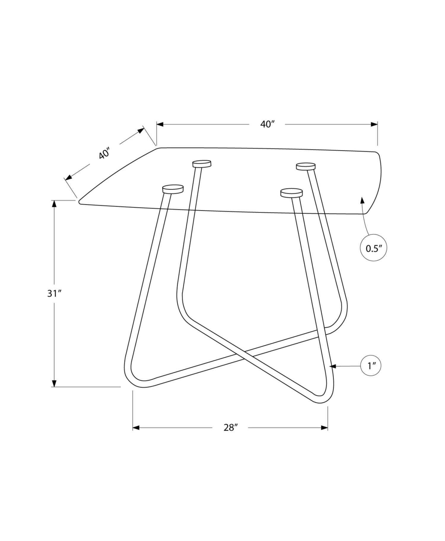 Promo π HomeRoots Chrome Metal and Clear Tempered Glass Dining Table π 4 Promo π HomeRoots Chrome Metal and Clear Tempered Glass Dining Table π - Image 3