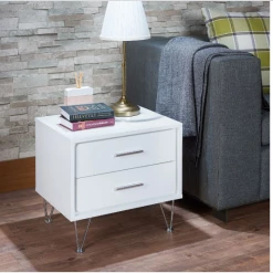 Deals π HomeRoots White Wooden 2-Drawer Chrome Nightstand π― 11 Deals π HomeRoots White Wooden 2-Drawer Chrome Nightstand π― -Dining Room Shop x0kznxooi3dbiegokoke