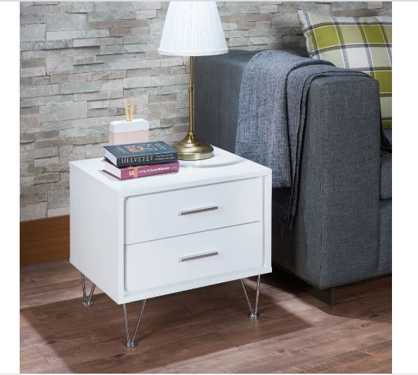 Deals π HomeRoots White Wooden 2-Drawer Chrome Nightstand π― 7 Deals π HomeRoots White Wooden 2-Drawer Chrome Nightstand π― - Image 5