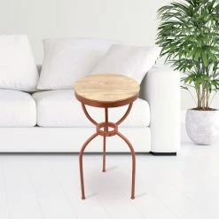 Wholesale π San Pacific International Three Legged Antique Copper Iron End Table π€©