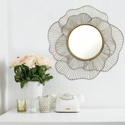 Cheapest π₯ HomeRoots Gold Flower Metal RoundΨ’Β Wall Mirror π