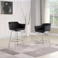 Budget π Chintaly Imports Black Modern With Memory Swivel Club Bar Stool π