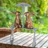Outlet 🥰 San Pacific International Romantic Rabbit Pair on Bench Copper and Grey Aluminum Garden Sculpture 🔔 -Dining Room Shop ymkjdto3rkqu85yx1bgs