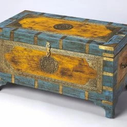 Buy ⌛ HomeRoots Painted Brass Inlay Storage Trunk ✨