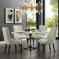 Outlet π INSPIREDHOME CO Linen Back Tufted with Chrome Nailhead Trim Set of 2 Dining Chairs β€οΈ